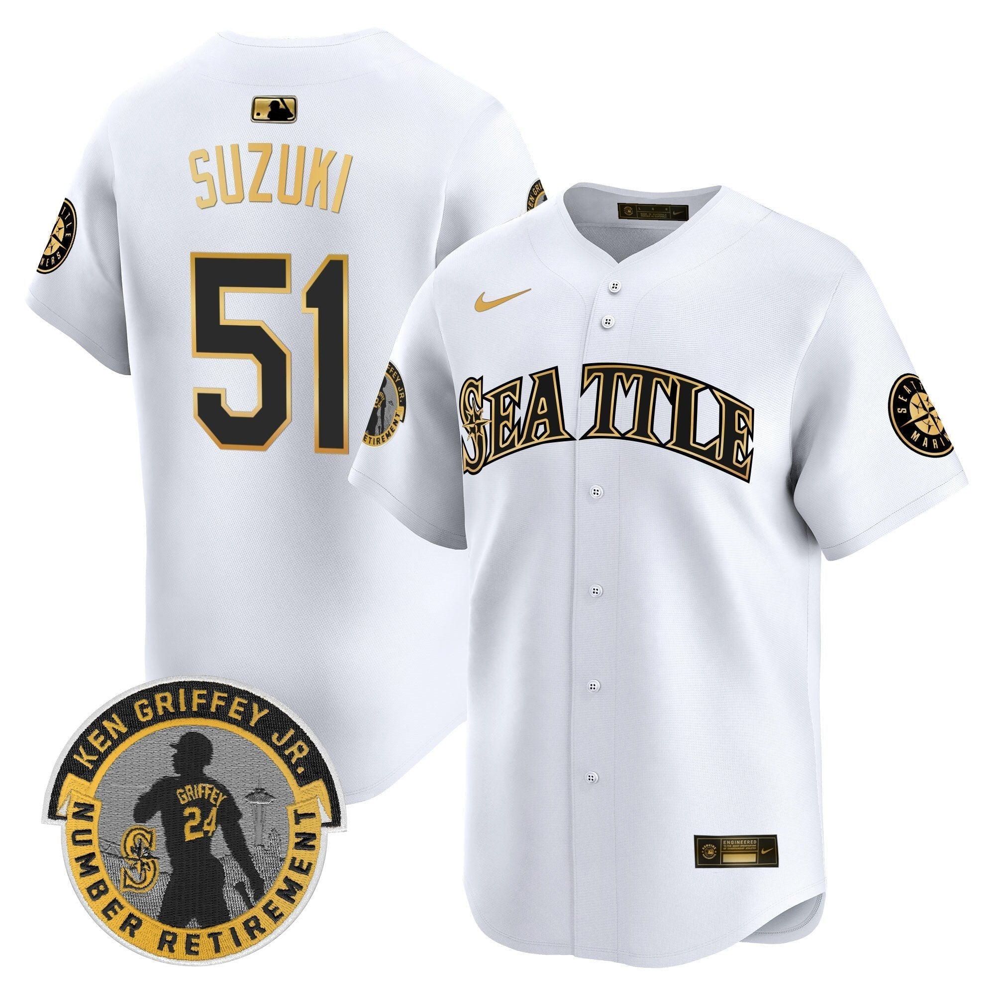 SEA 2025 Ken Griffey Jr. Patch Vapor Premier Limited Jersey - All Stitched