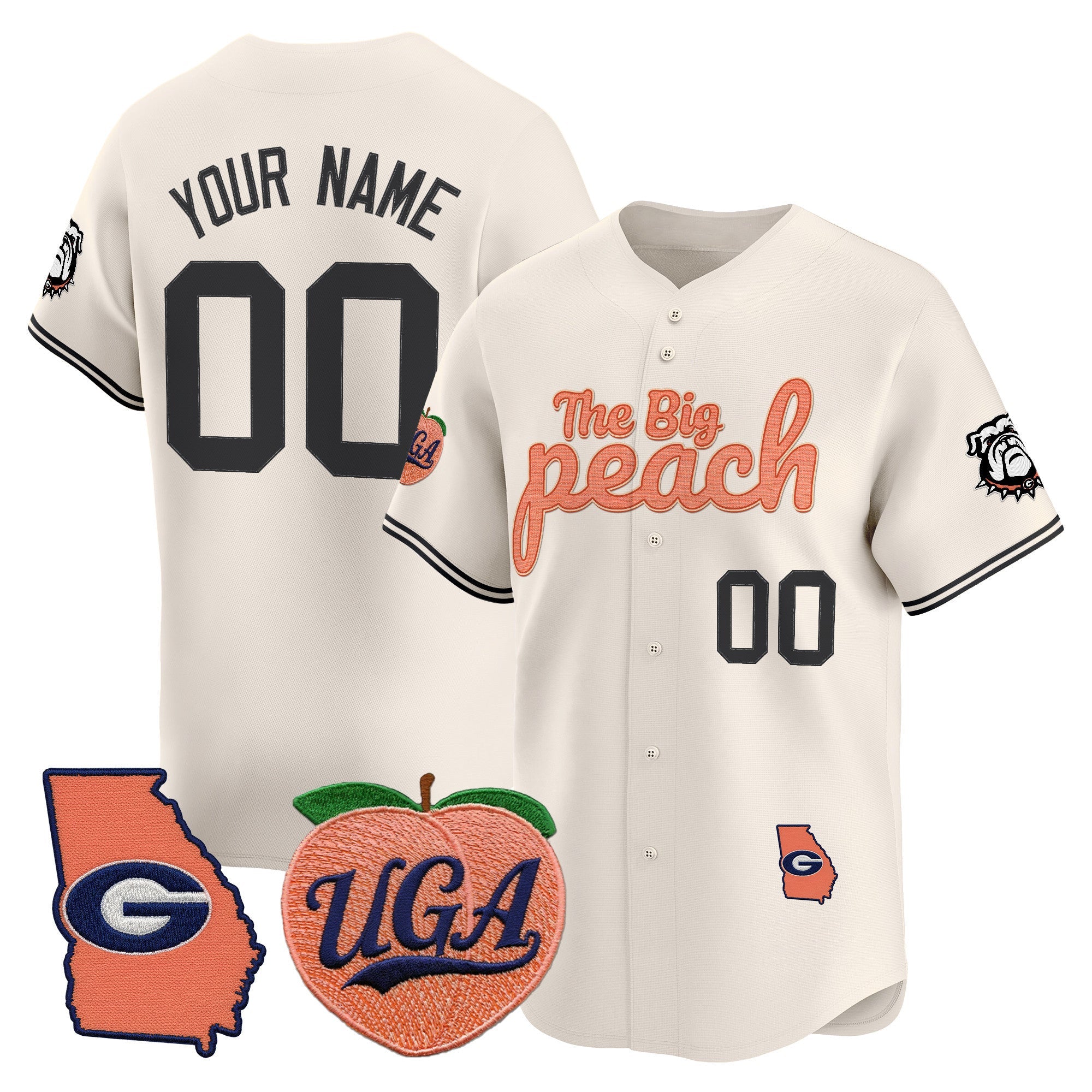 UGA The Big Peach Vapor Baseball Custom Jersey - All stitched