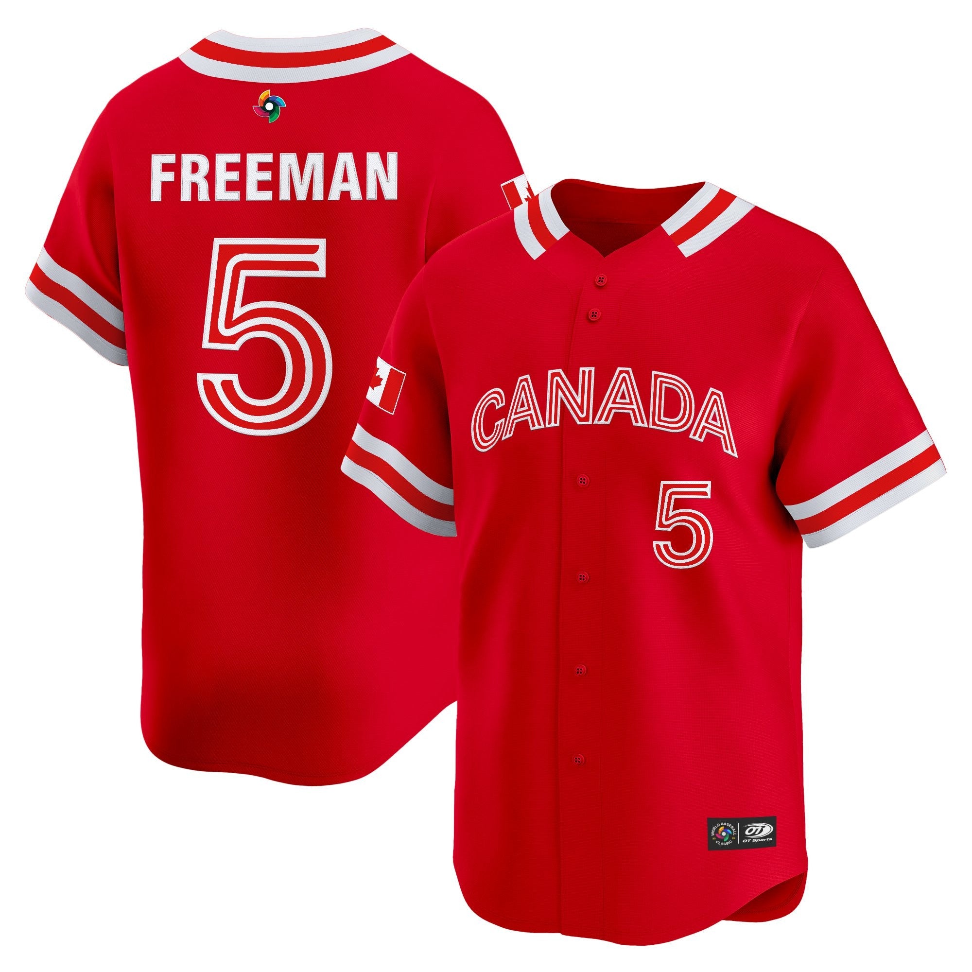 Team Canada World Baseball Classic Vapor Premier Jersey - 2026 Roster (Projected Number) - All Stitched