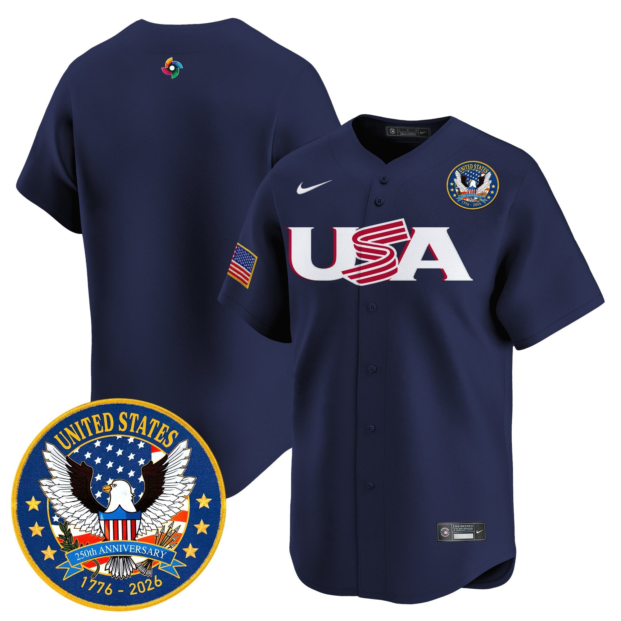 Team USA World Baseball Classic United States 250th Anniversary Patch Vapor Premier Jersey - 2026 Roster - All Stitched