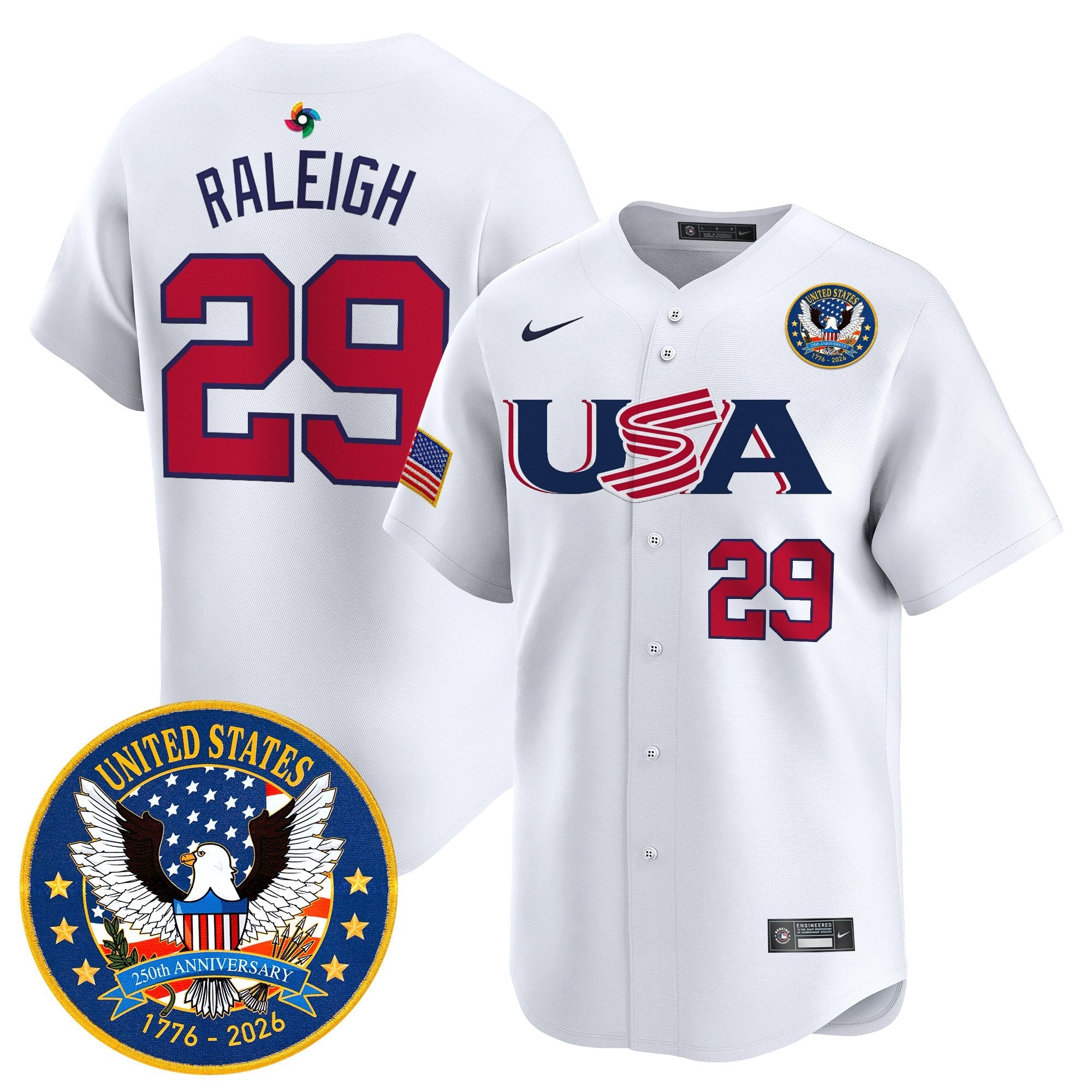 Team USA World Baseball Classic United States 250th Anniversary Patch Vapor Premier Jersey - 2026 Roster - All Stitched