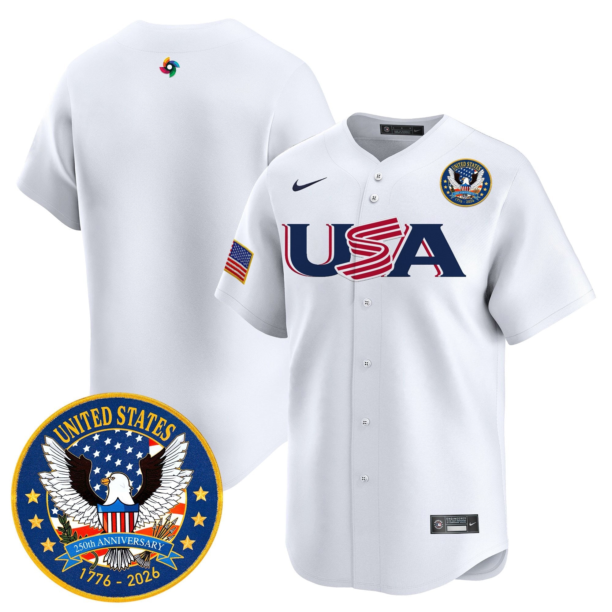 Team USA World Baseball Classic United States 250th Anniversary Patch Vapor Premier Jersey - 2026 Roster - All Stitched