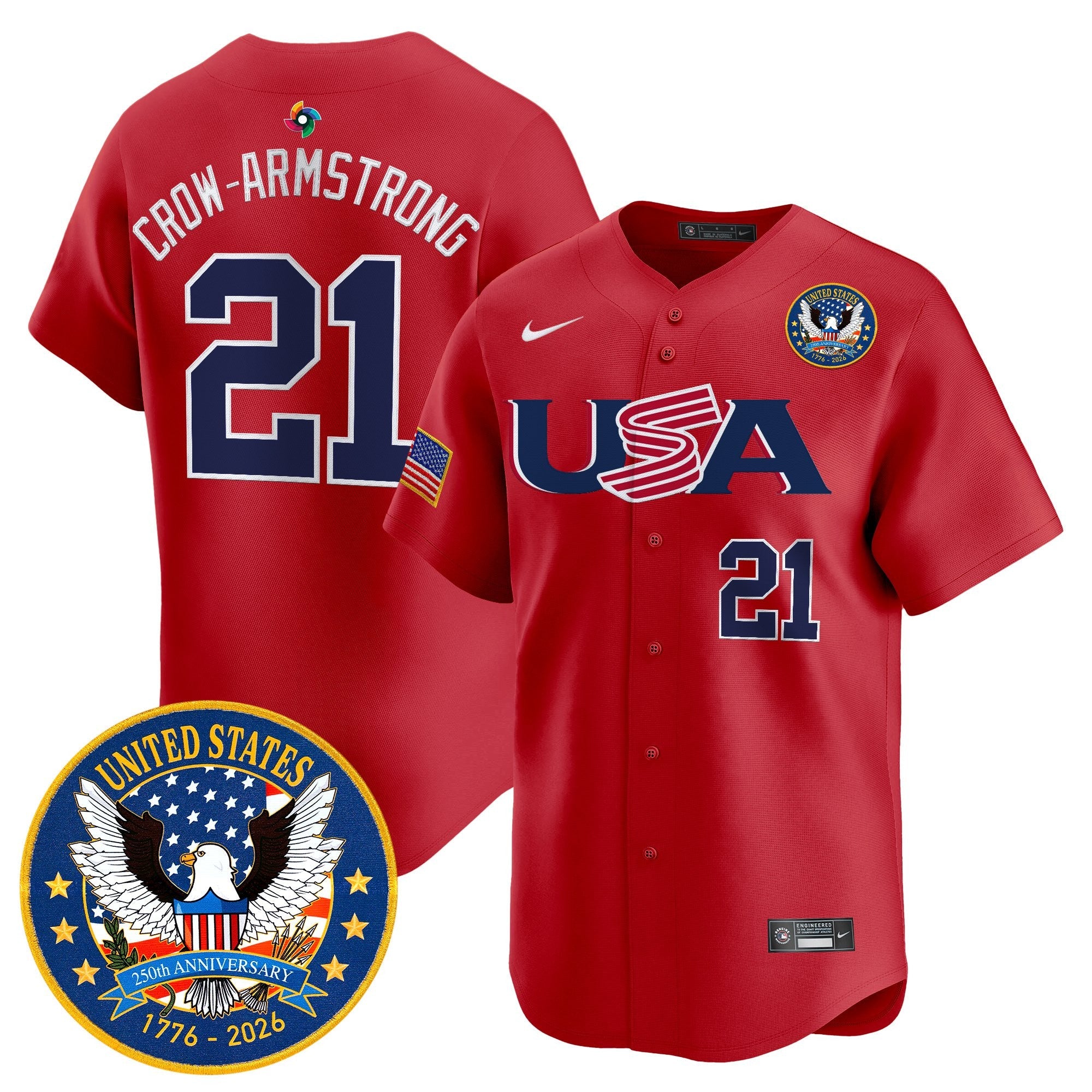 Team USA World Baseball Classic United States 250th Anniversary Patch Vapor Premier Jersey - 2026 Roster - All Stitched