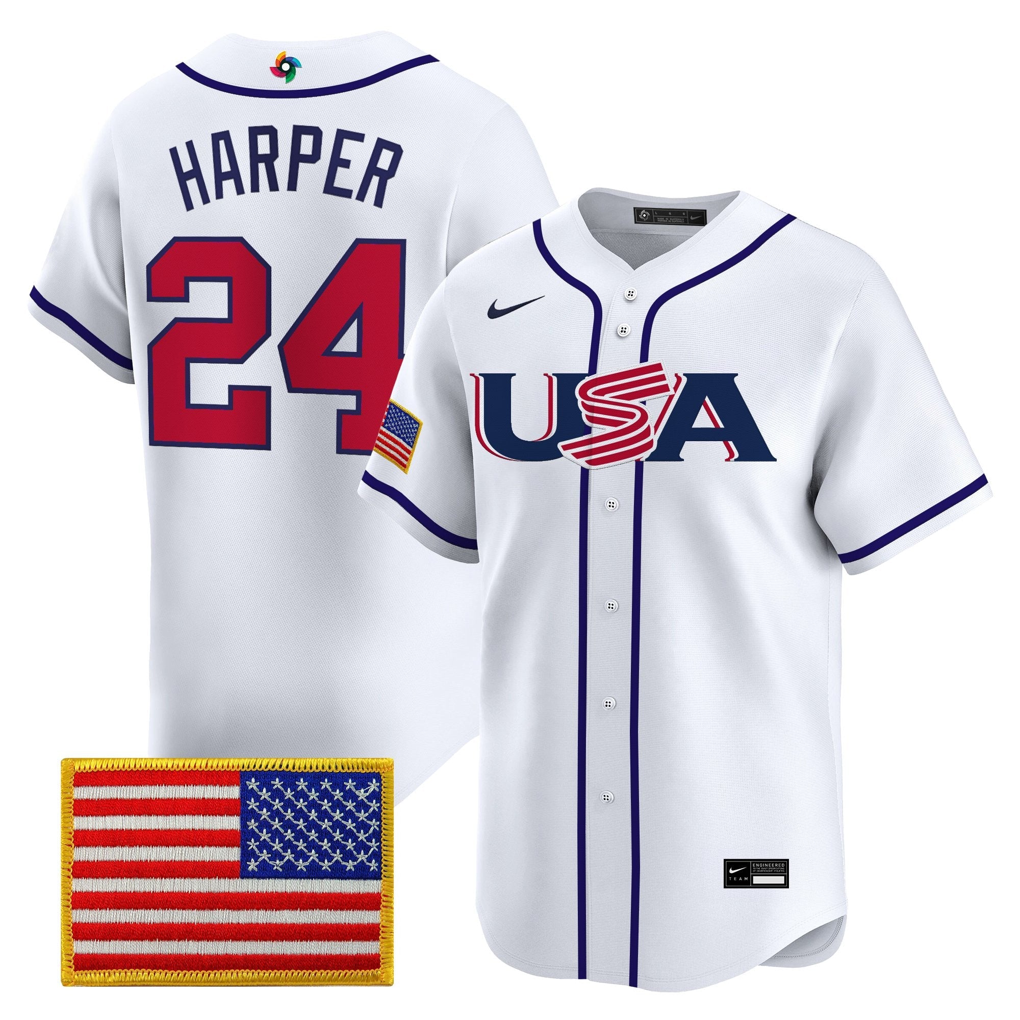 Team USA World Baseball Classic Vapor Premier Jersey - 2026 Roster - All Stitched