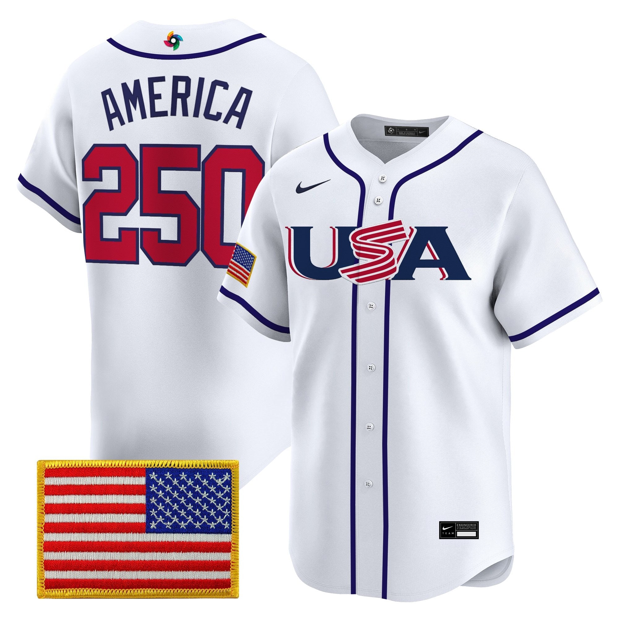 Team USA World Baseball Classic Vapor Premier Jersey - 2026 Roster - All Stitched