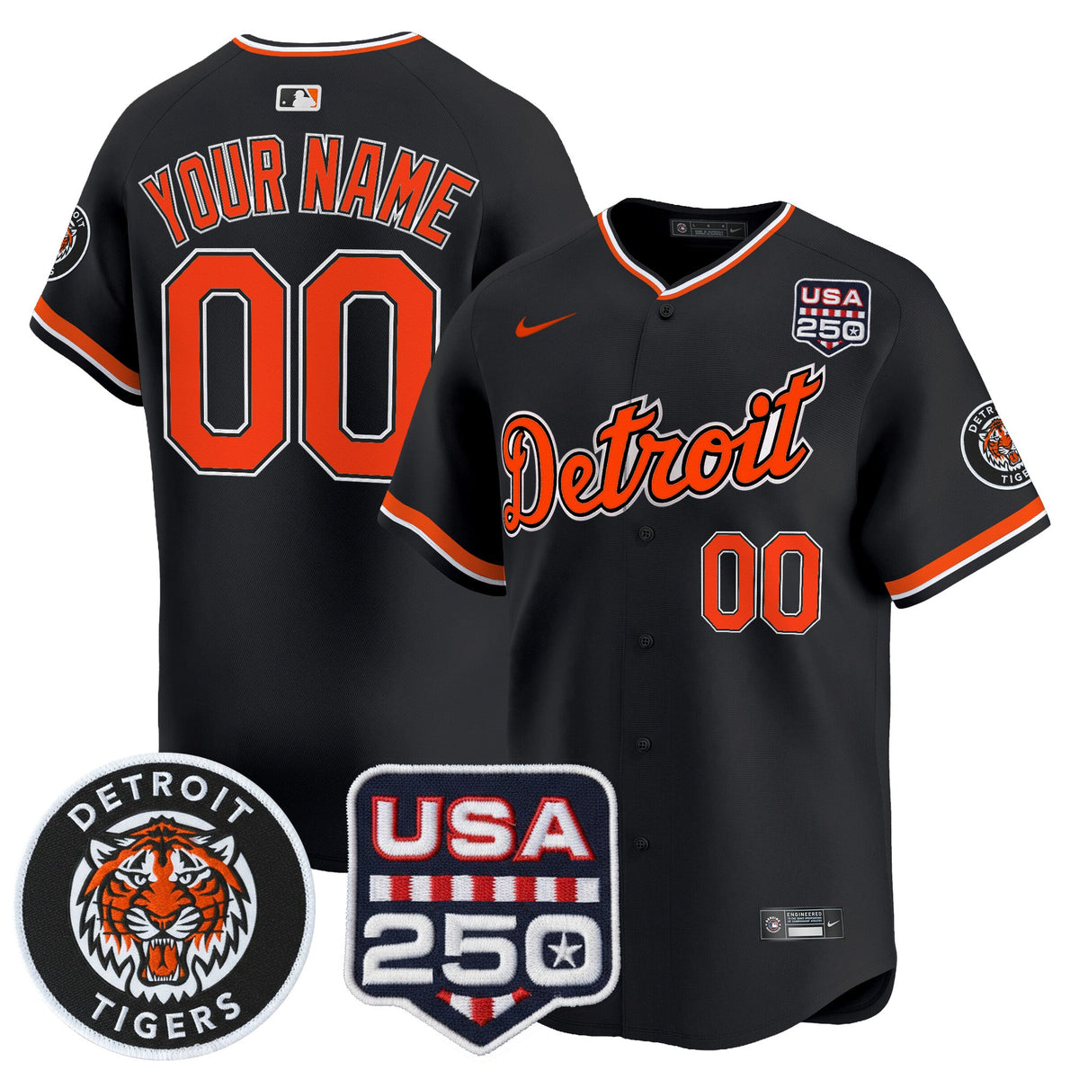 DET 2026 Alternate Vapor Premier Limited Custom Jersey - 250America Patch - All Stitched
