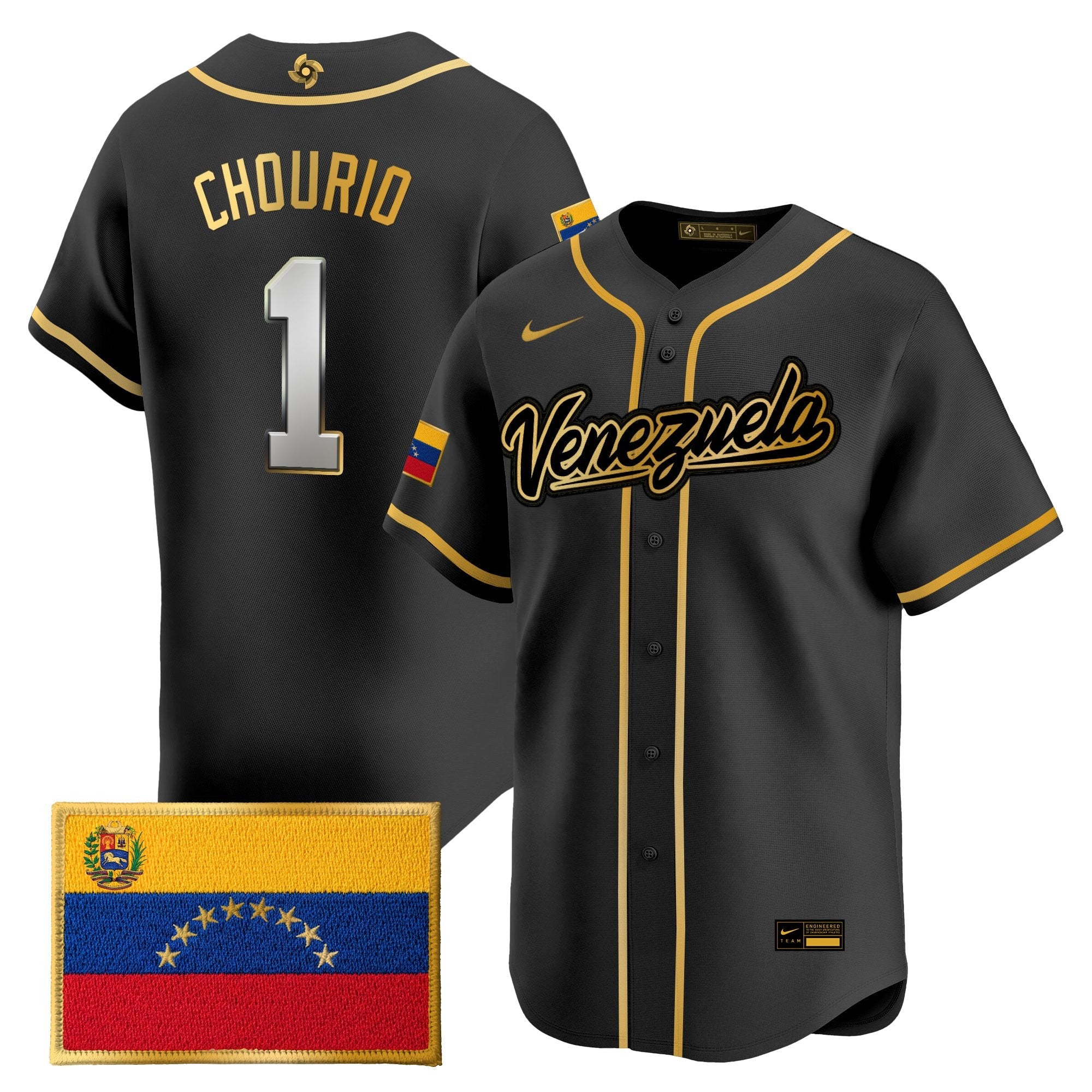 Team Venezuela World Baseball Classic Gold Vapor Premier Jersey - All Stitched