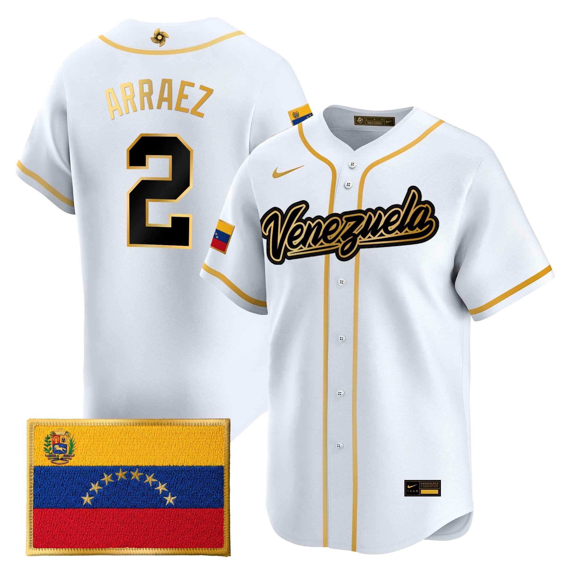 Team Venezuela World Baseball Classic Gold Vapor Premier Jersey - All Stitched