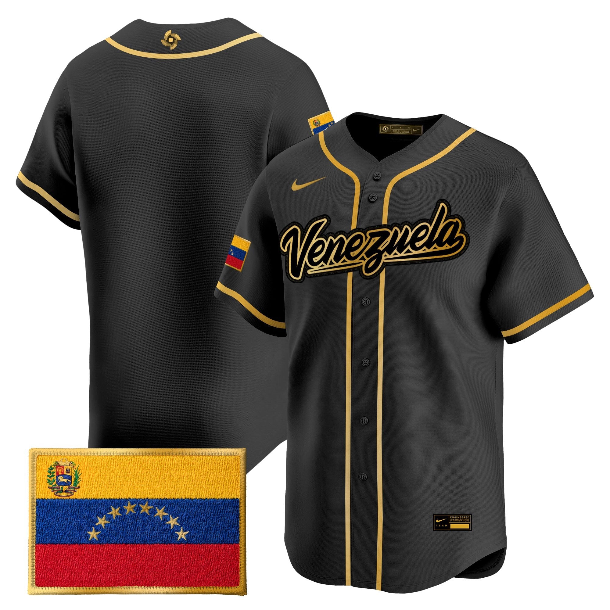 Team Venezuela World Baseball Classic Gold Vapor Premier Jersey - All Stitched