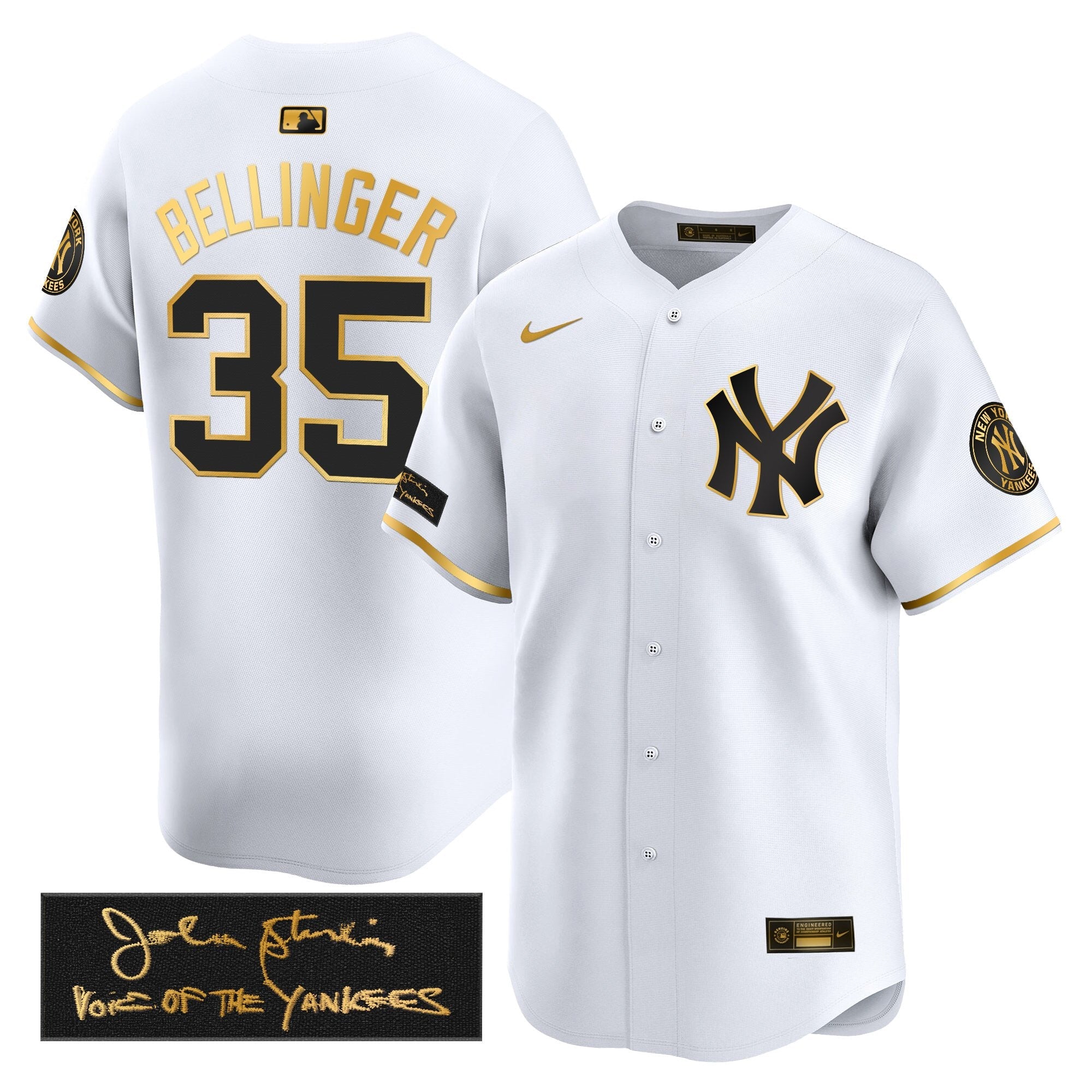 NYY John Sterling "The Voice of the Yankees" Tribute Patch Vapor Premier Limited Jersey - Stitched