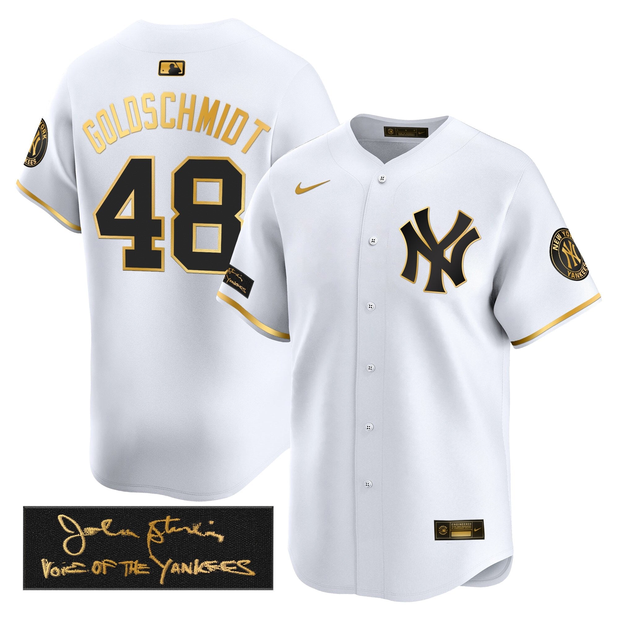 NYY John Sterling "The Voice of the Yankees" Tribute Patch Vapor Premier Limited Jersey - Stitched