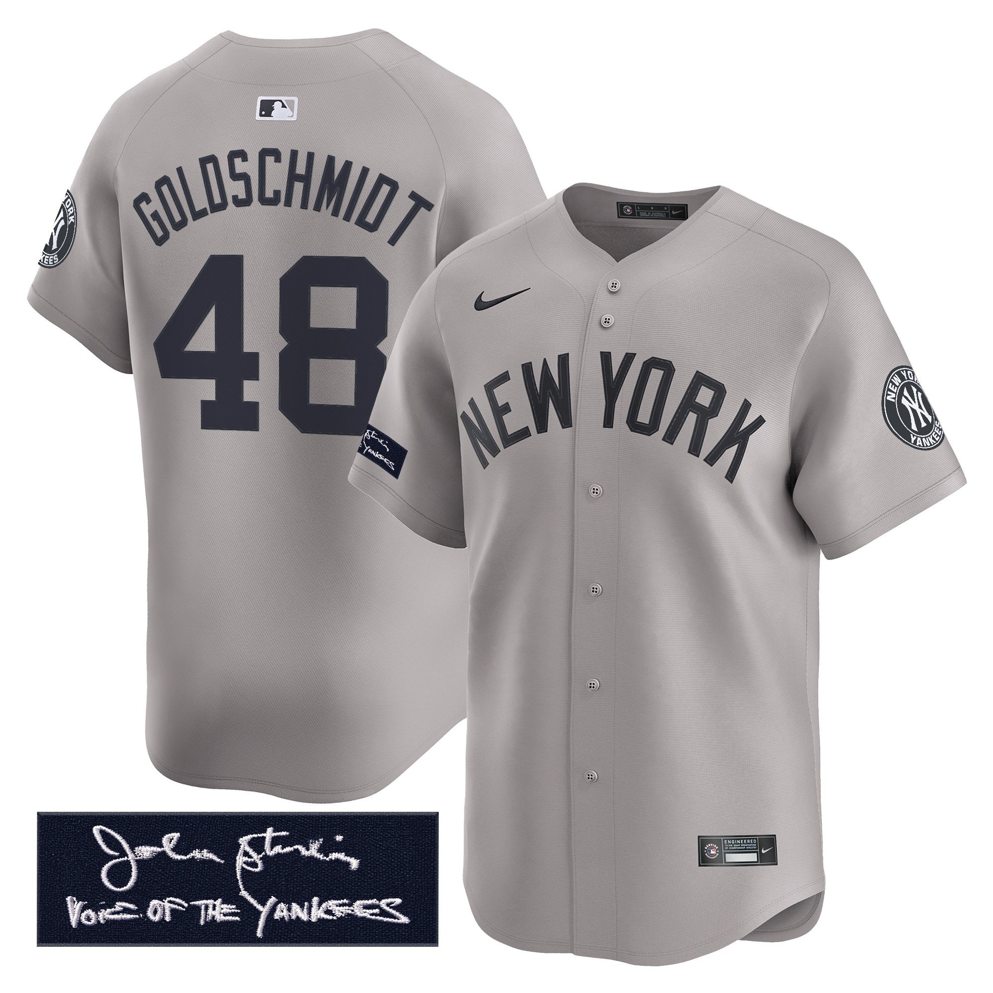 NYY John Sterling "The Voice of the Yankees" Tribute Patch Vapor Premier Limited Jersey - Stitched