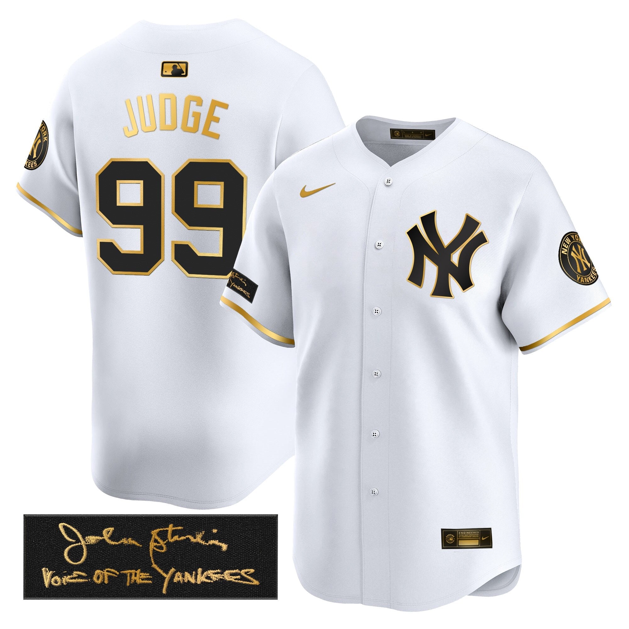 NYY John Sterling "The Voice of the Yankees" Tribute Patch Vapor Premier Limited Jersey - Stitched