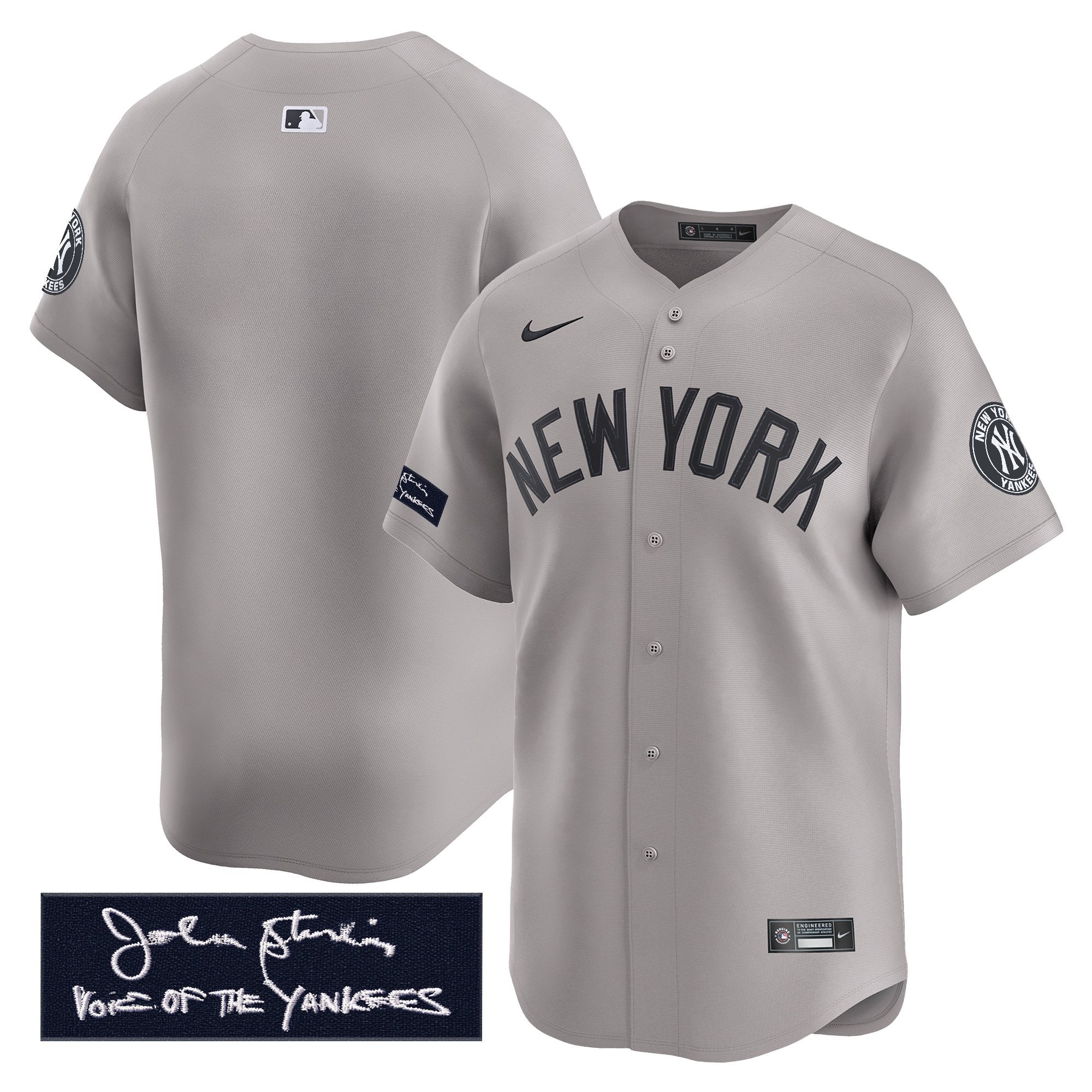 NYY John Sterling "The Voice of the Yankees" Tribute Patch Vapor Premier Limited Jersey - Stitched