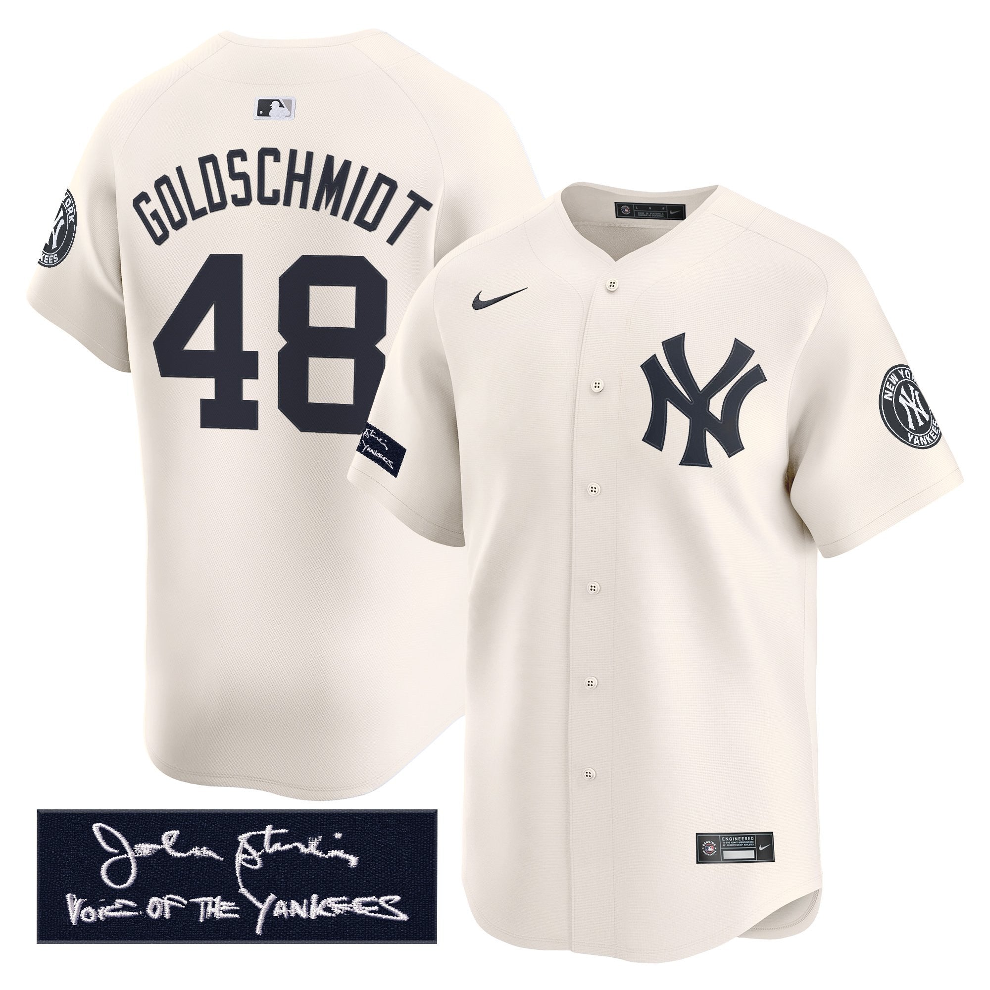 NYY John Sterling "The Voice of the Yankees" Tribute Patch Vapor Premier Limited Jersey - Stitched
