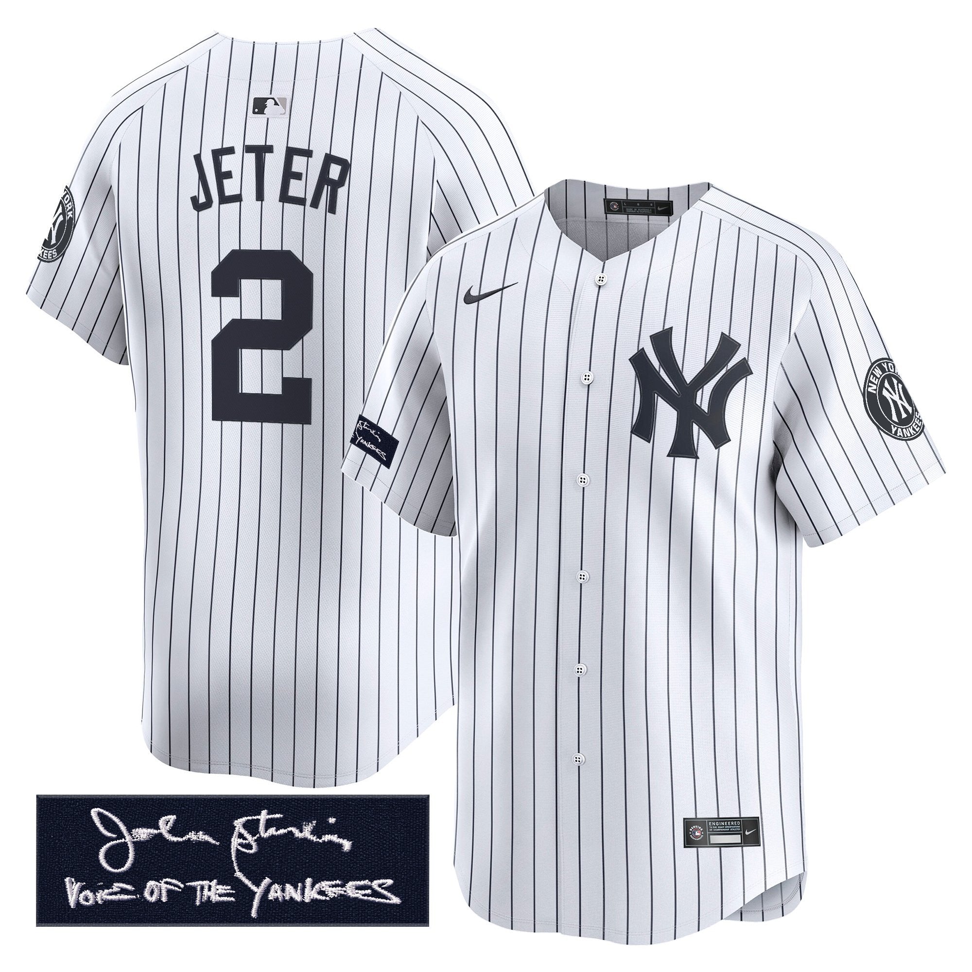 NYY John Sterling "The Voice of the Yankees" Tribute Patch Vapor Premier Limited Jersey - Stitched