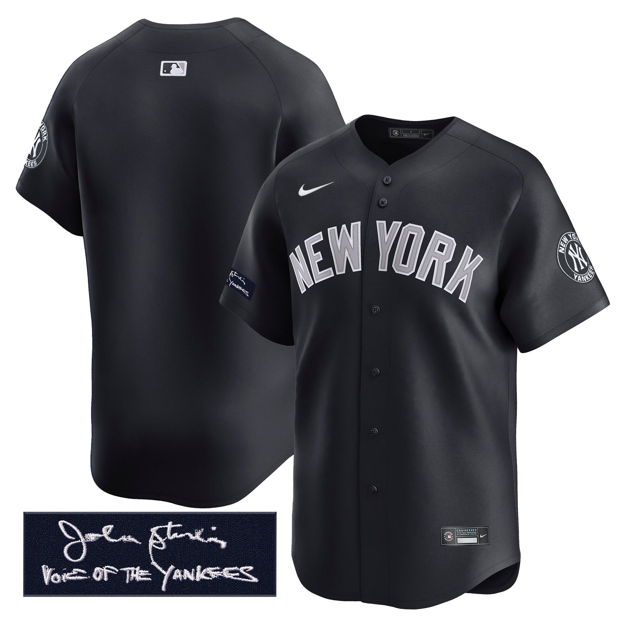 NYY John Sterling "The Voice of the Yankees" Tribute Patch Vapor Premier Limited Jersey - Stitched