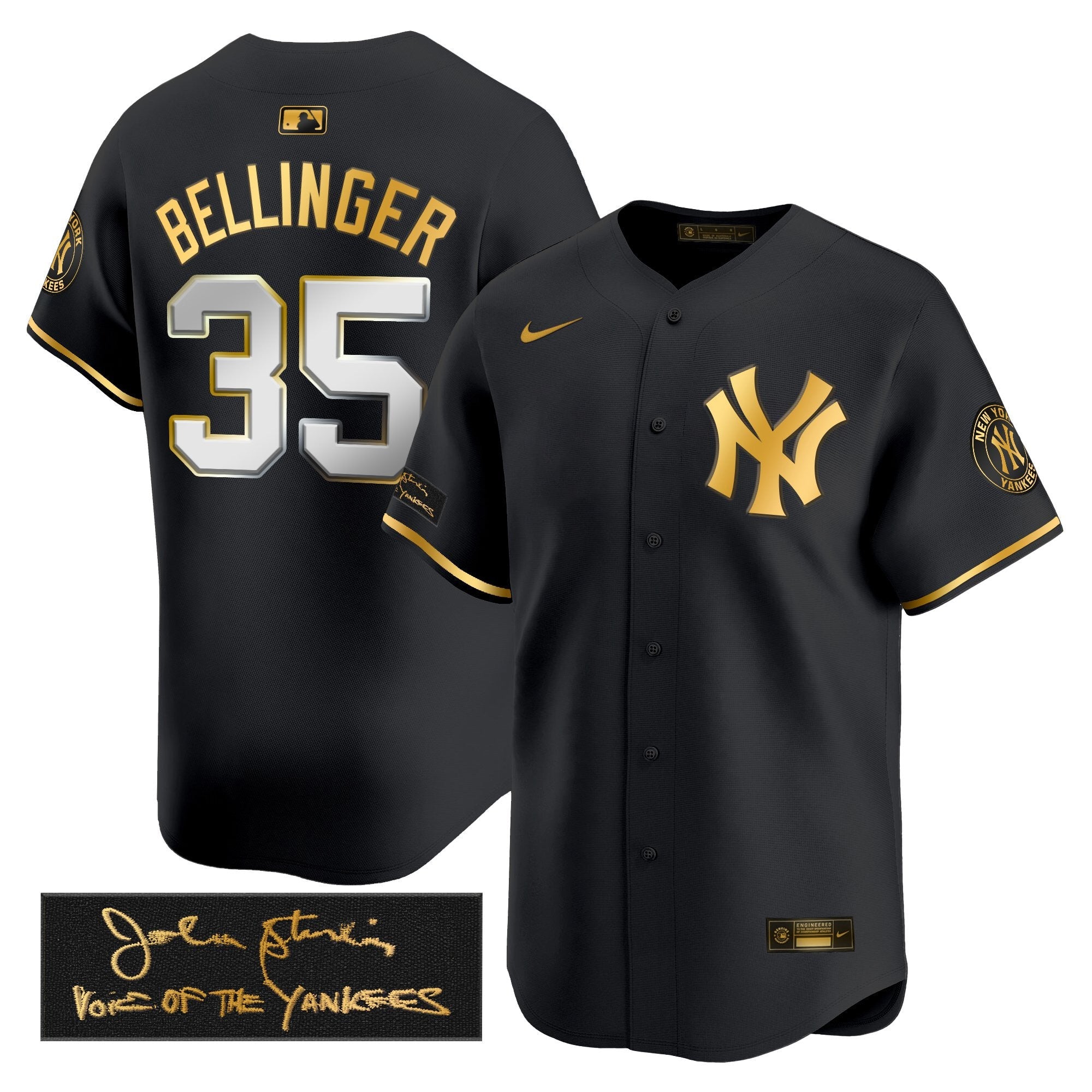 NYY John Sterling "The Voice of the Yankees" Tribute Patch Vapor Premier Limited Jersey - Stitched