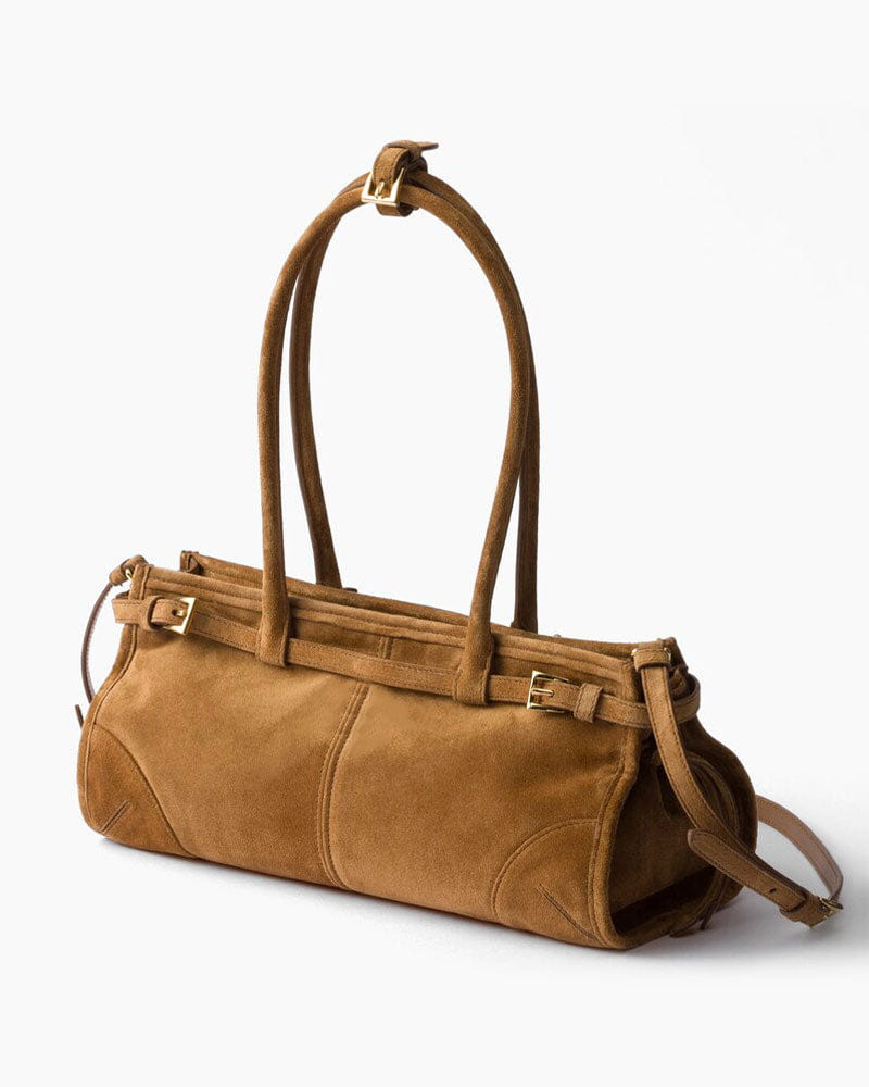 Elegant Rectangular Suede Tote with Zipper Closure