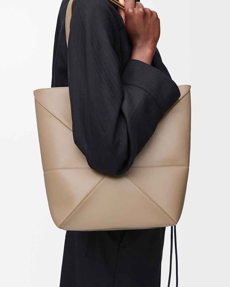 Genuine Leather Puzzle Fold Tote