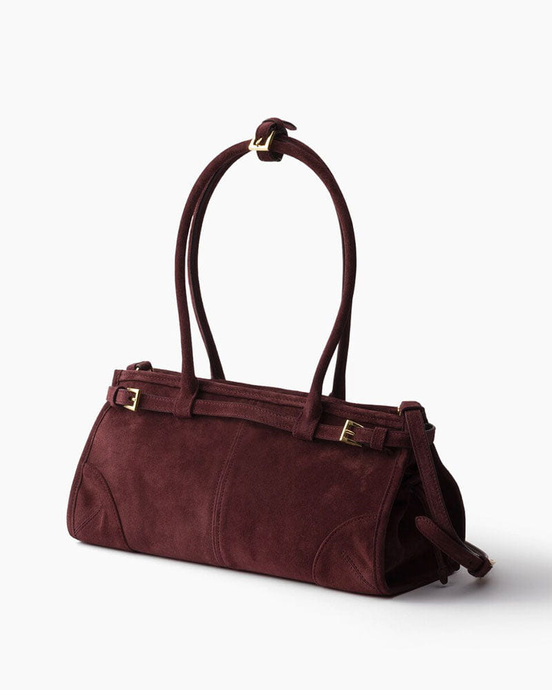 Elegant Rectangular Suede Tote with Zipper Closure