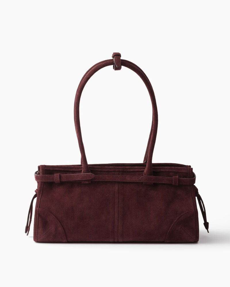 Elegant Rectangular Suede Tote with Zipper Closure
