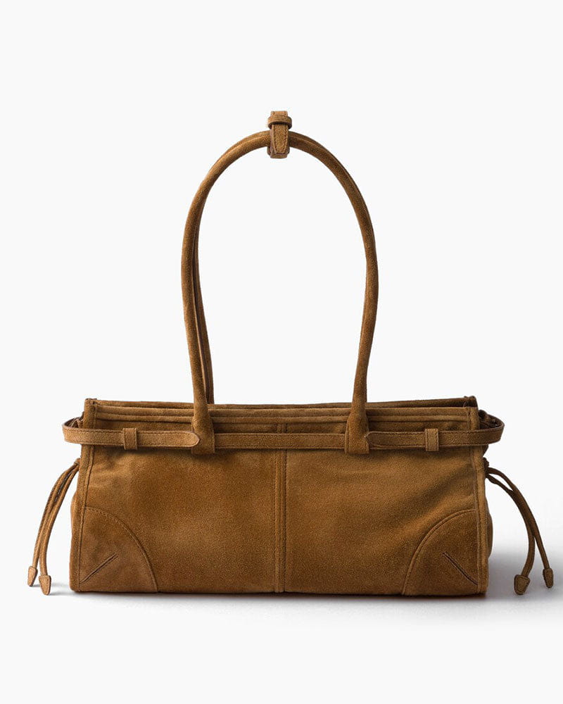 Elegant Rectangular Suede Tote with Zipper Closure