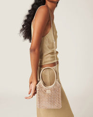 Satin Synthetic Crystal Fabric Handbag