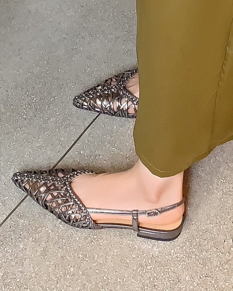 (Clean Up - US 8) Woven Comfortable Slingback Braided Flat Sandals