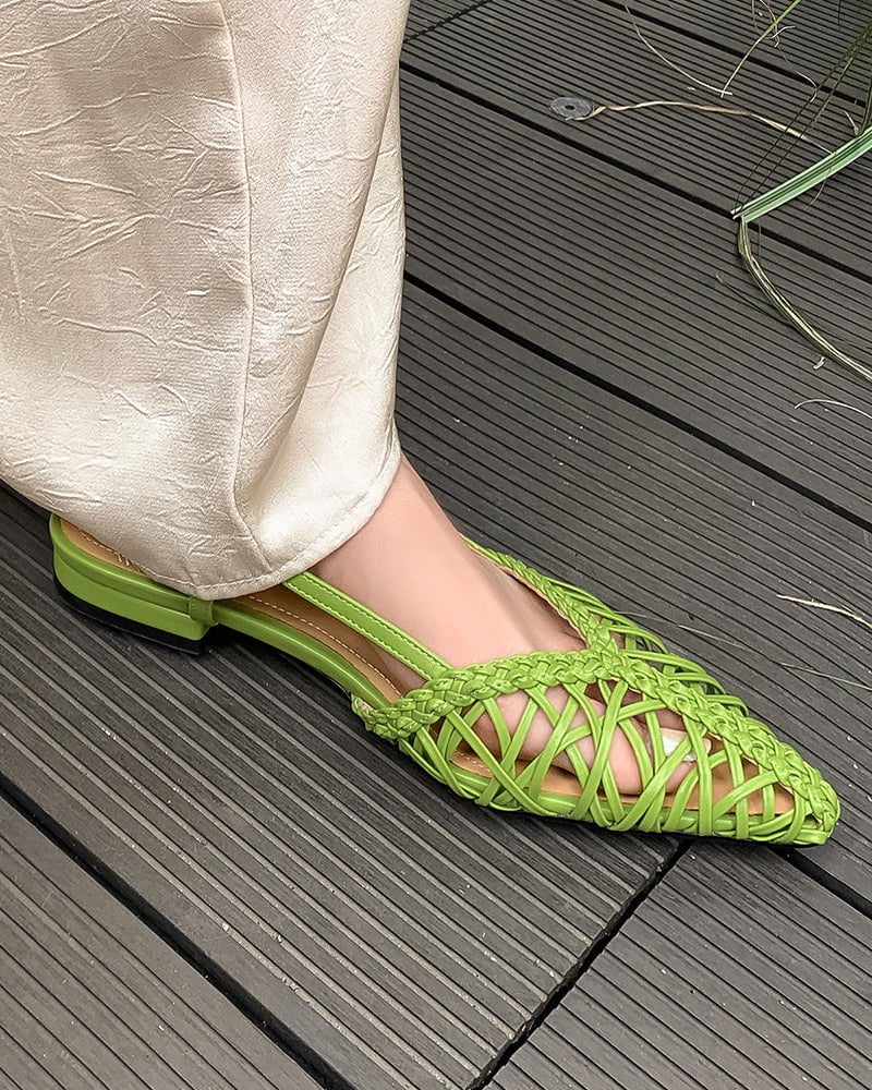 (Clean Up - US 8) Woven Comfortable Slingback Braided Flat Sandals