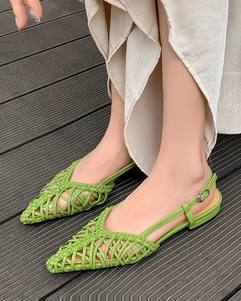 (Clean Up - US 8) Woven Comfortable Slingback Braided Flat Sandals