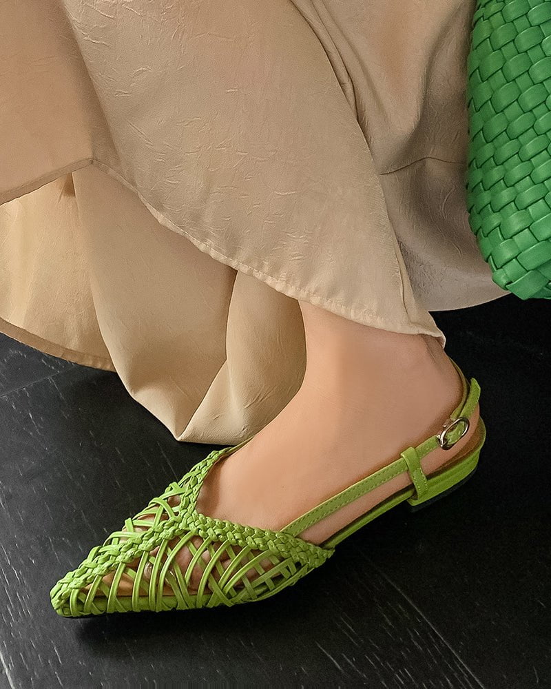 (Clean Up - US 8) Woven Comfortable Slingback Braided Flat Sandals