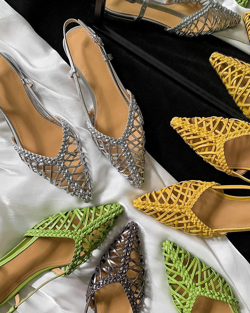 (Clean Up - US 8) Woven Comfortable Slingback Braided Flat Sandals