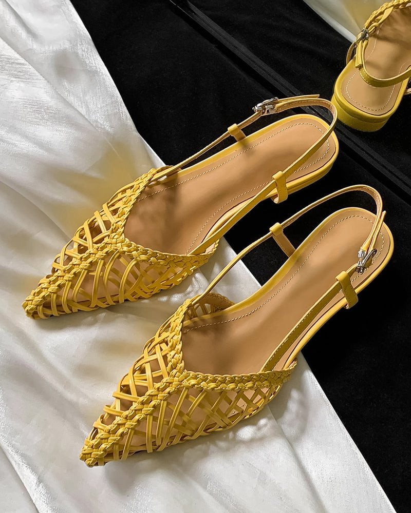 (Clean Up - US 8) Woven Comfortable Slingback Braided Flat Sandals