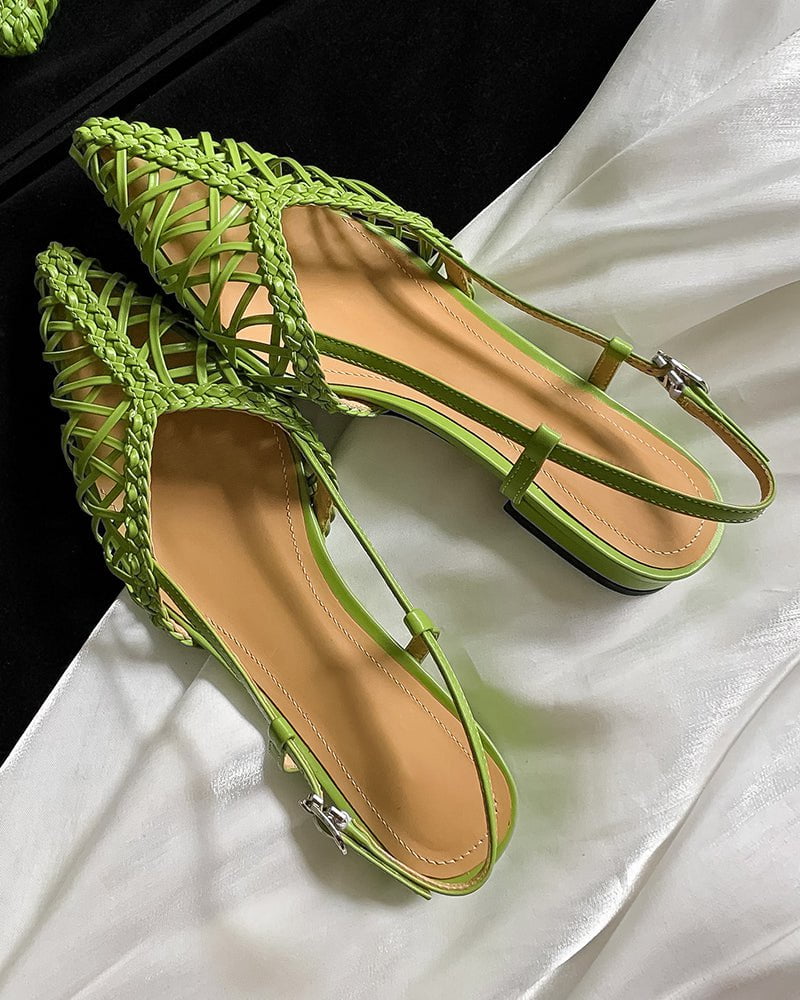 (Clean Up - US 8) Woven Comfortable Slingback Braided Flat Sandals