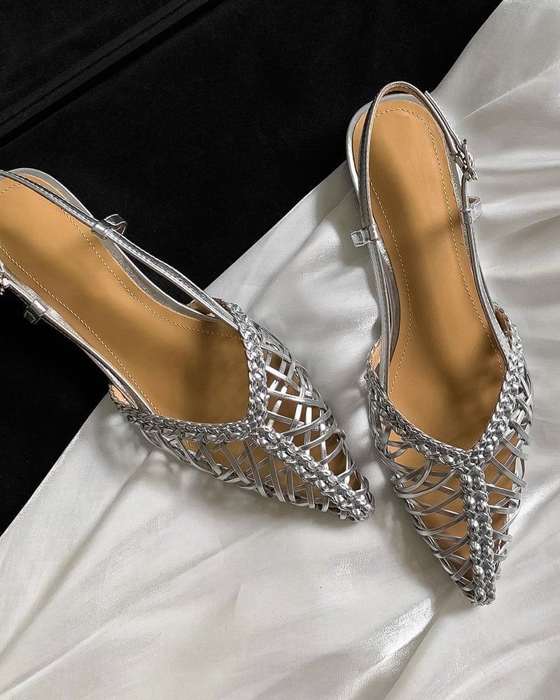 (Clean Up - US 8) Woven Comfortable Slingback Braided Flat Sandals