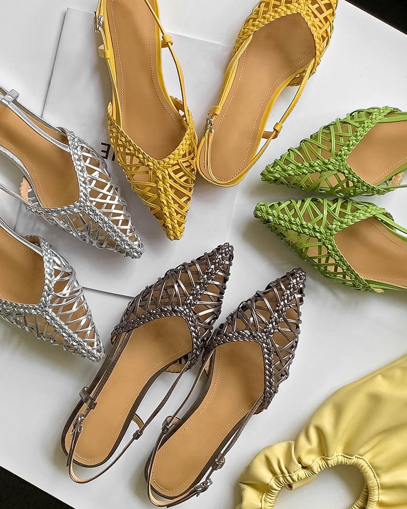 (Clean Up - US 8) Woven Comfortable Slingback Braided Flat Sandals