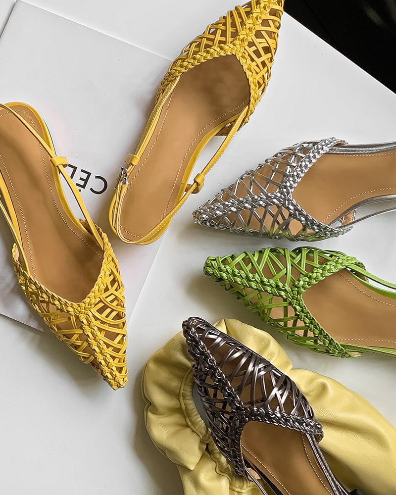 (Clean Up - US 8) Woven Comfortable Slingback Braided Flat Sandals