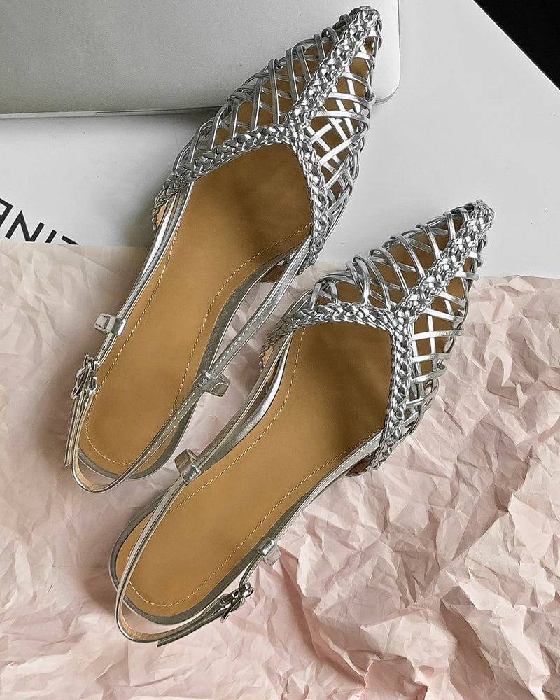 (Clean Up - US 8) Woven Comfortable Slingback Braided Flat Sandals