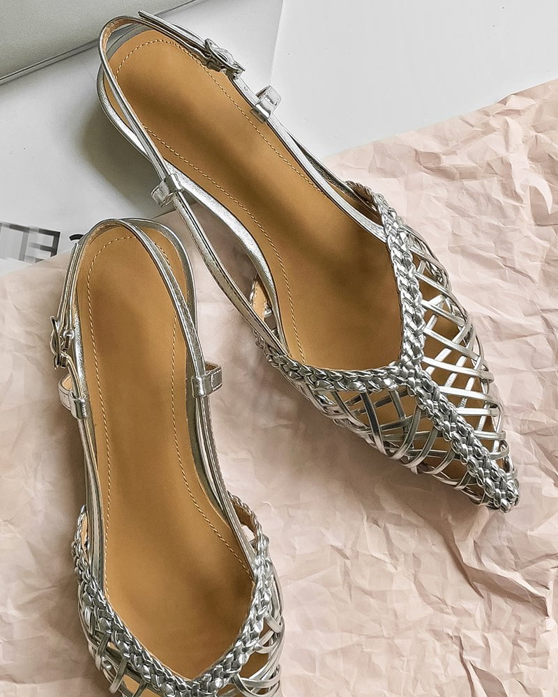 (Clean Up - US 8) Woven Comfortable Slingback Braided Flat Sandals