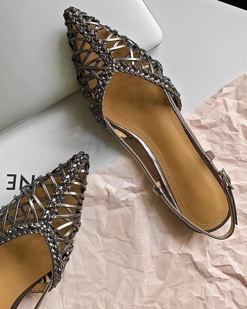 (Clean Up - US 8) Woven Comfortable Slingback Braided Flat Sandals