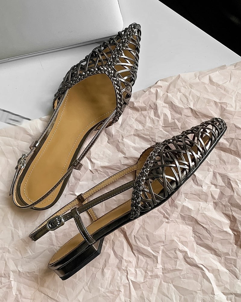 (Clean Up - US 8) Woven Comfortable Slingback Braided Flat Sandals