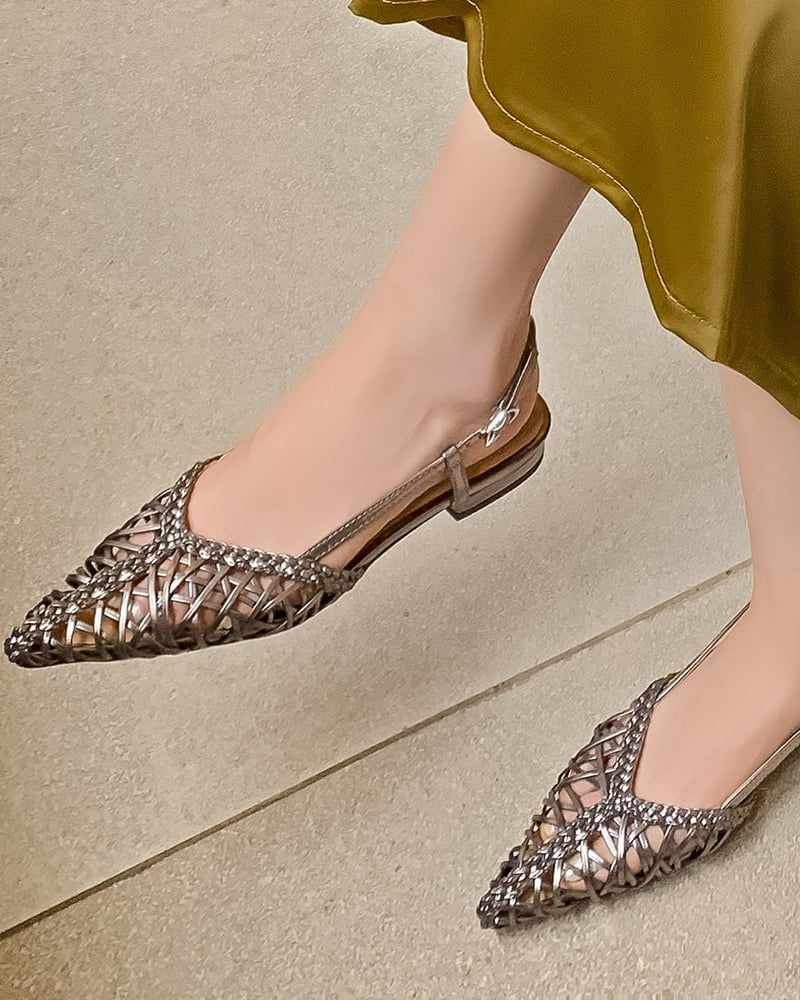 (Clean Up - US 8) Woven Comfortable Slingback Braided Flat Sandals