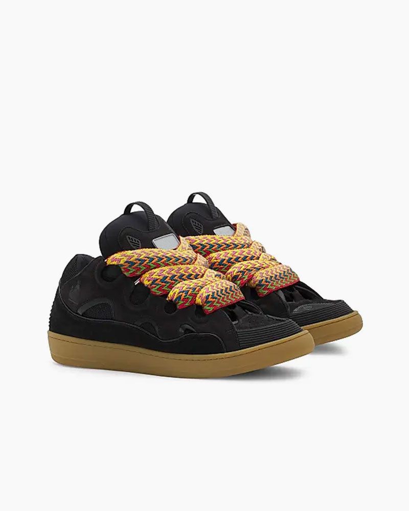 Curb Sneakers with Oversized Multicolor Laces