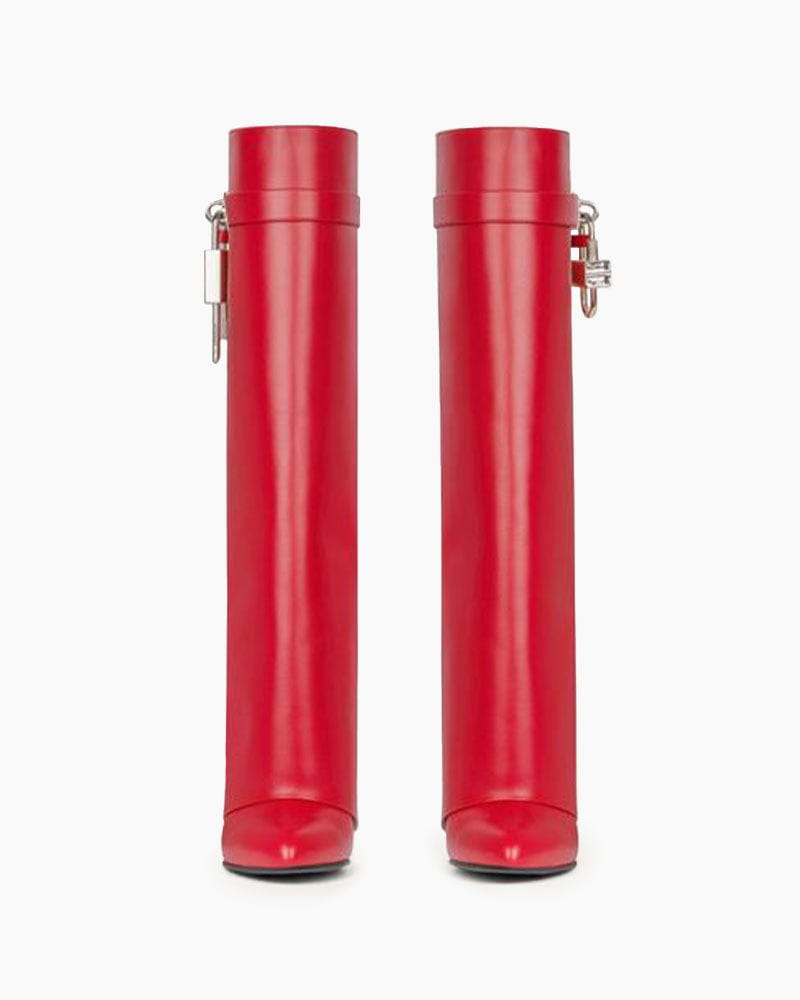 Women’s Midnight Padlock Wedge Red Boots