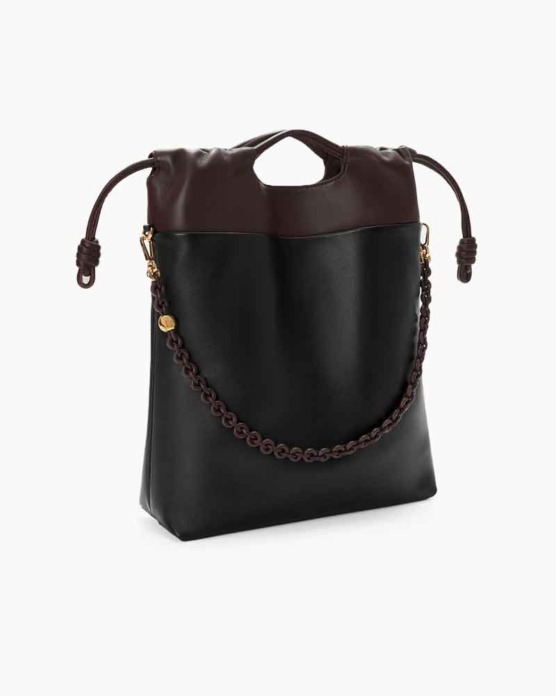 (Pre-sale) Genuine Leather Tote Knot Drawstring Chain