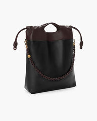 (Pre-sale) Genuine Leather Tote Knot Drawstring Chain