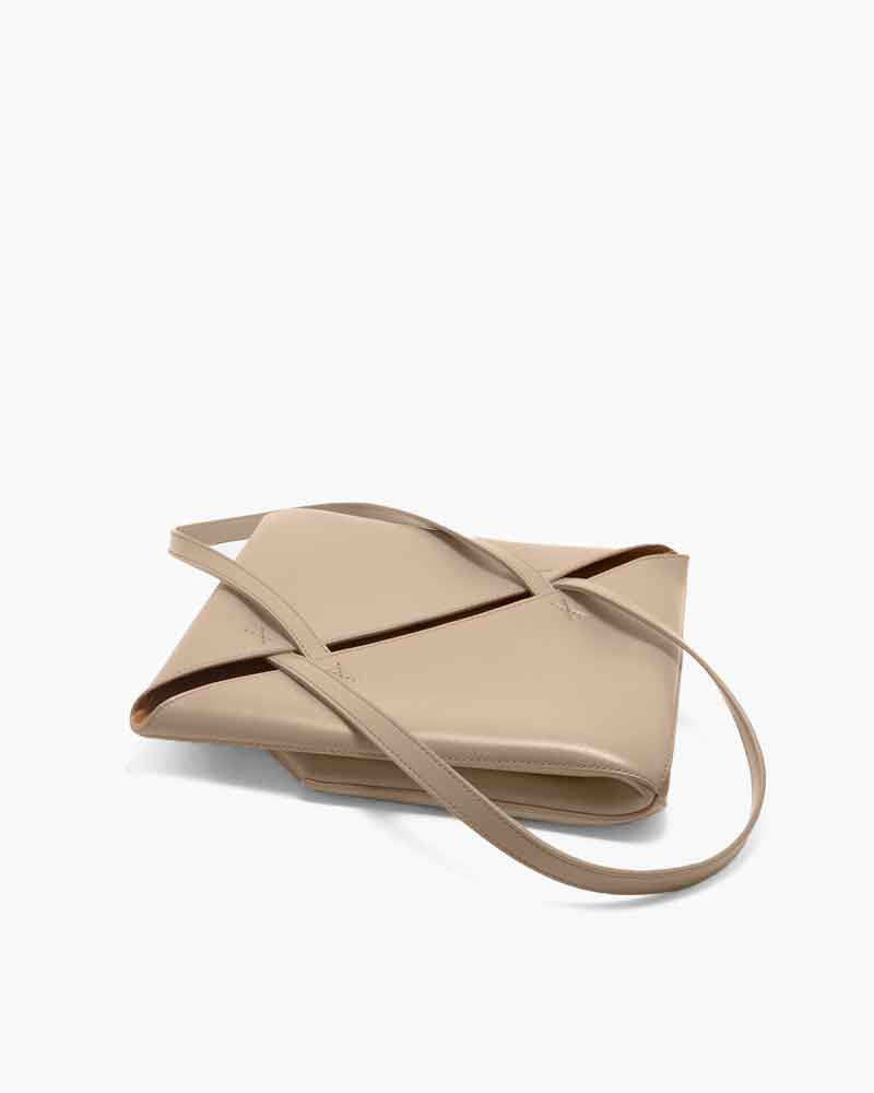 Genuine Leather Puzzle Fold Tote