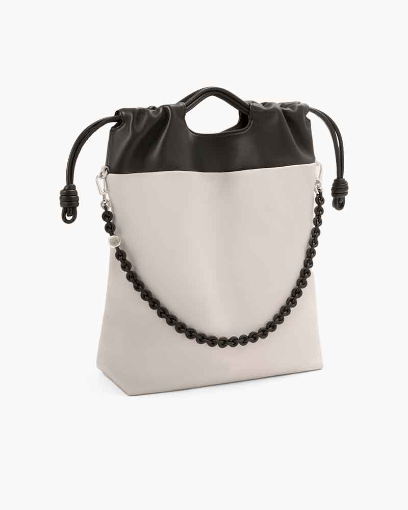 (Pre-sale) Genuine Leather Tote Knot Drawstring Chain