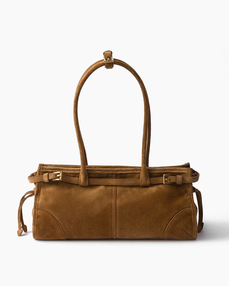 Elegant Rectangular Suede Tote with Zipper Closure